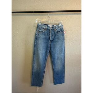 Re/Done Blue Straight Raw Hem Jeans Size 26